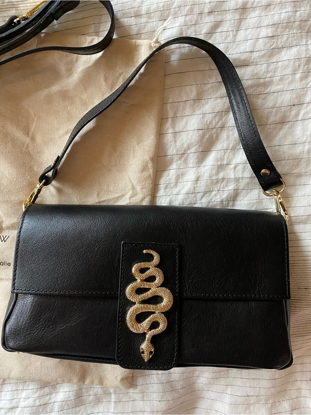 House of Harlow 1960 Leather Snake Bag Black Like New - Picture 2 of 6